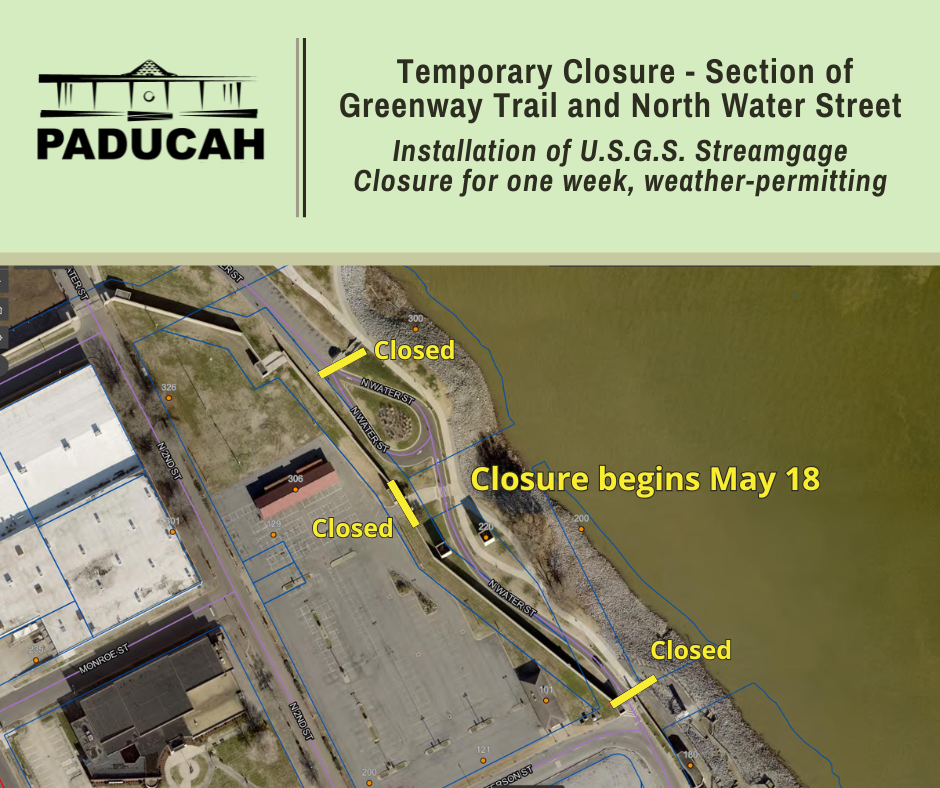 map showing road closure area