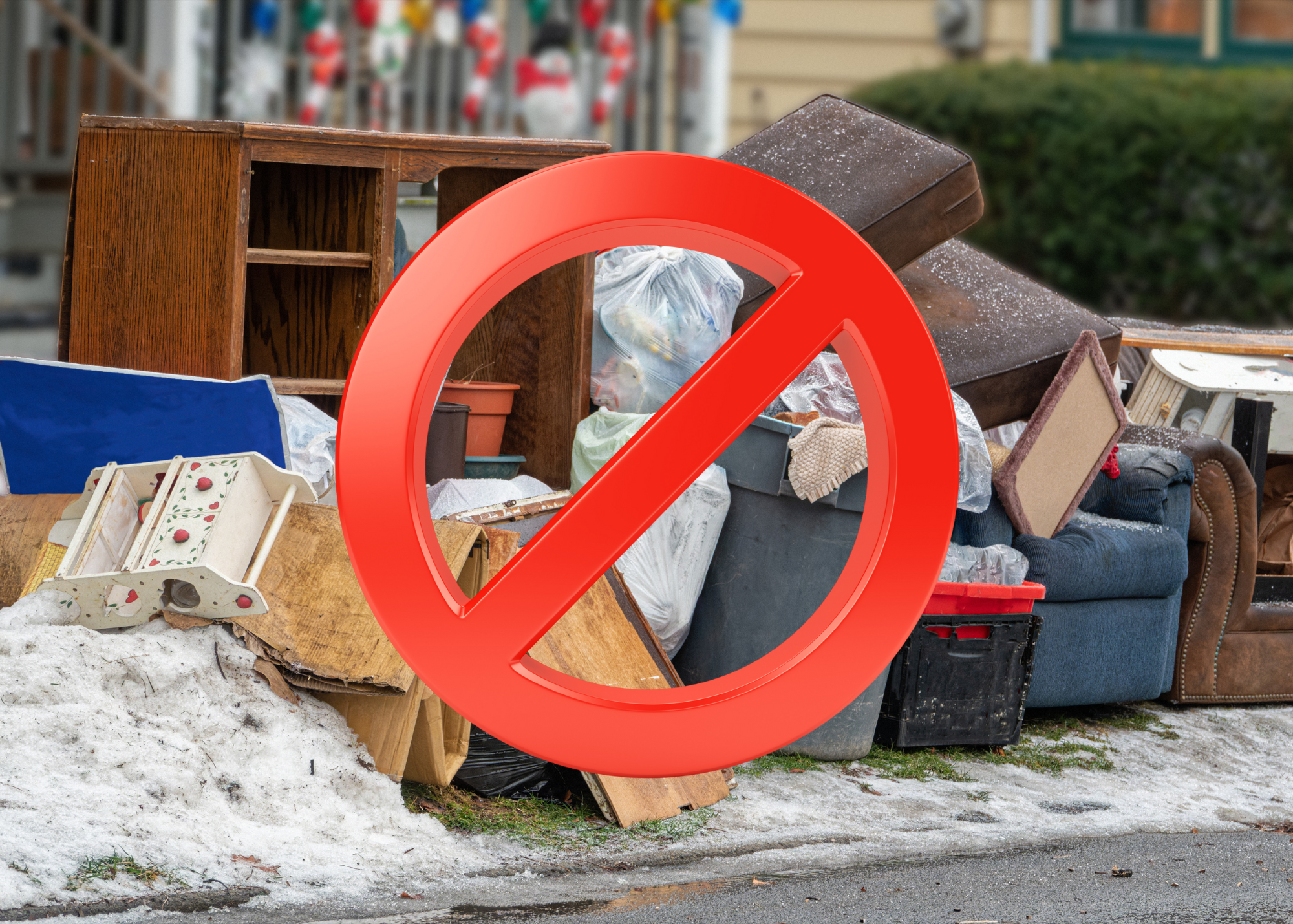 prohibited pile of items